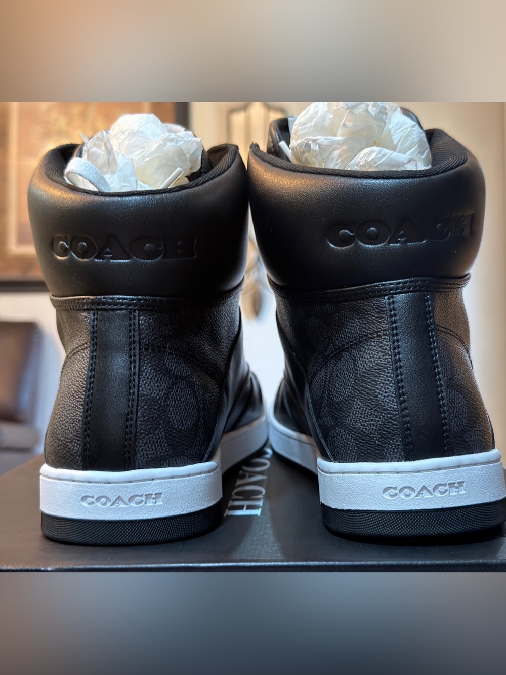 Coach Men’s Black and White High-Top Sneakers - Picture 3 of 3